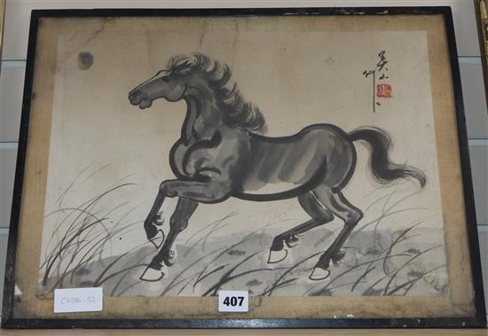 After Xu Beihong, inkwork study of a horse, 32 x 44cm